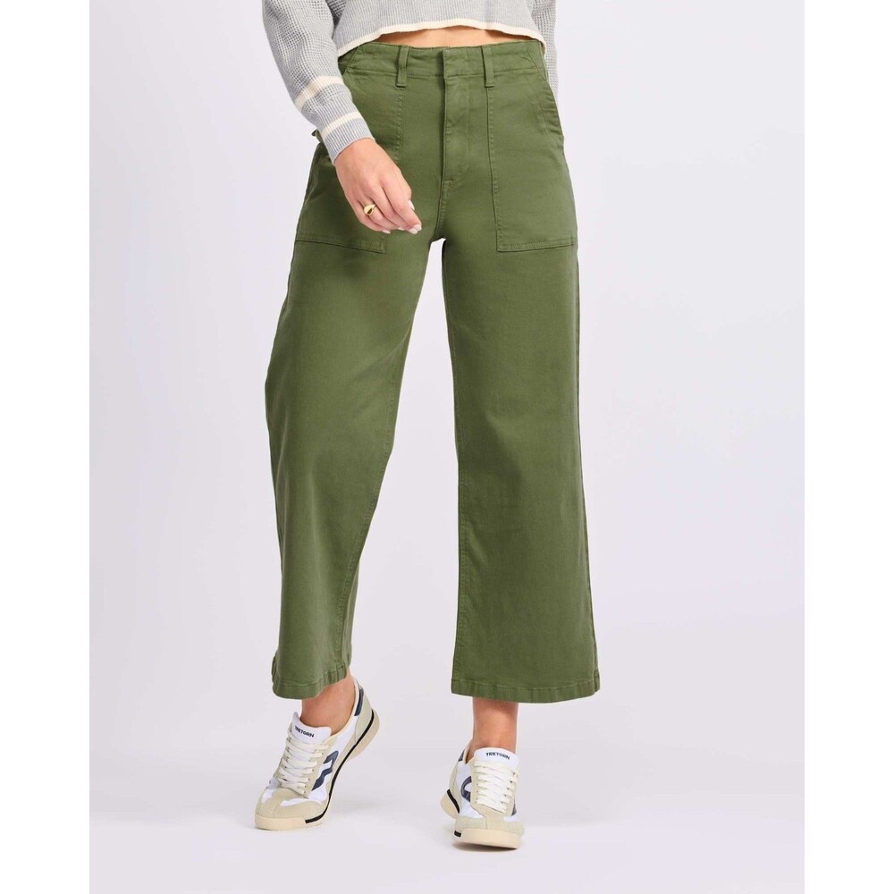 Pistola Sophia Stretch Cotton Wide Leg Ankle Pants in Basil Green sz 31